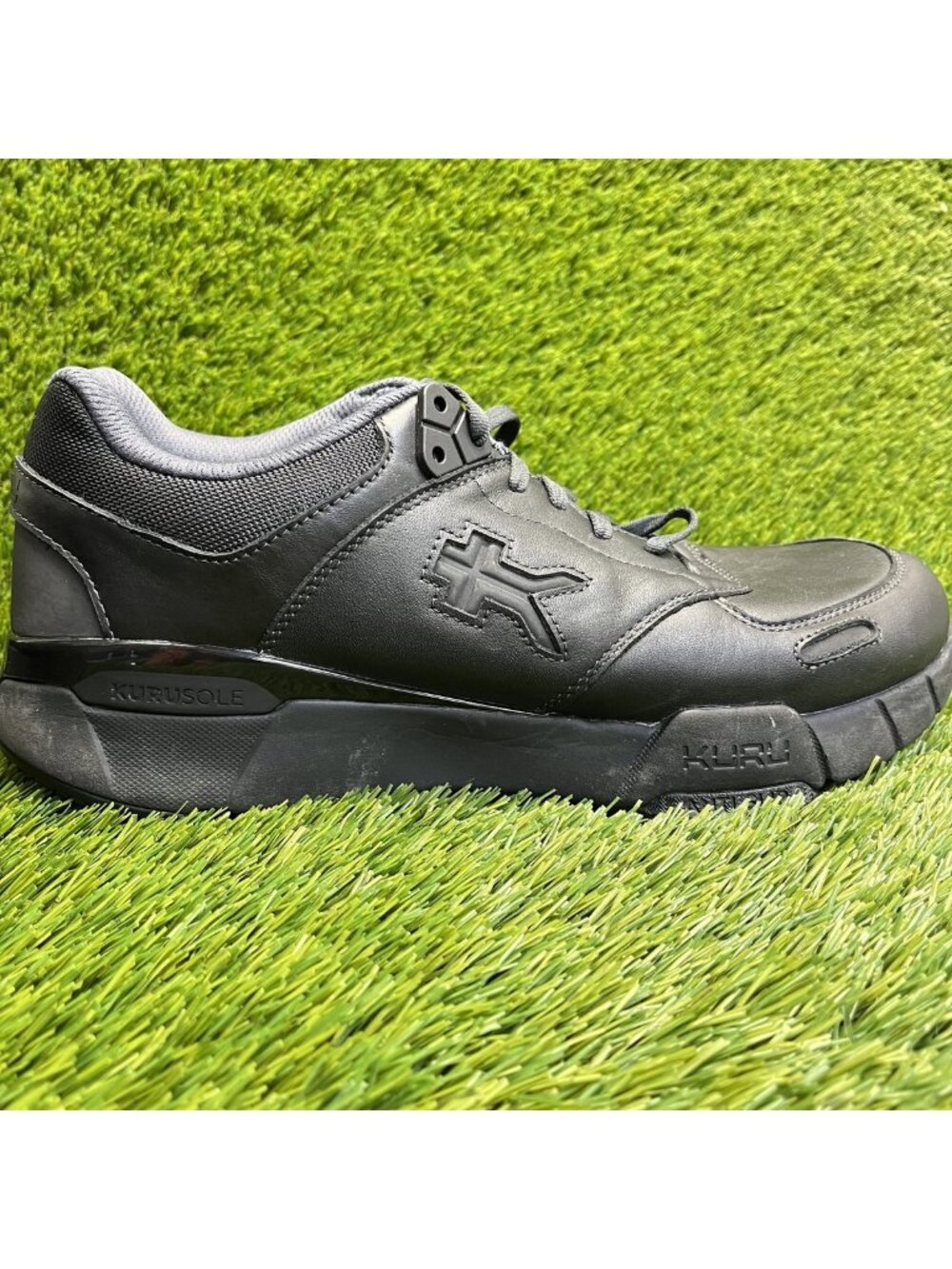 Kuru Kinetic 2 Mens Size 12 Triple Black Athletic Leather Walking Shoes Sneakers